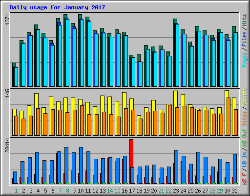 Daily usage for January 2017