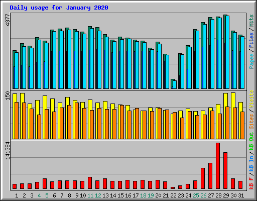 Daily usage for January 2020