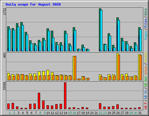 Daily usage for August 2020
