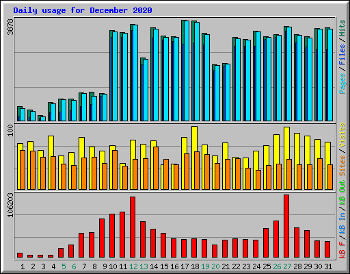 Daily usage for December 2020