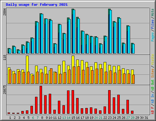 Daily usage for February 2021