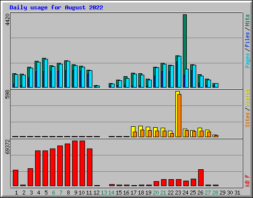 Daily usage for August 2022