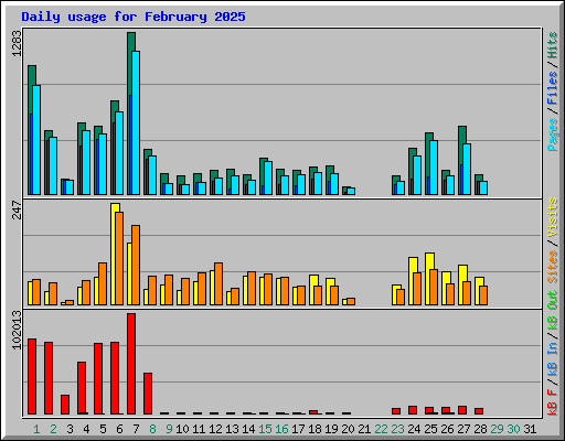 Daily usage for February 2025